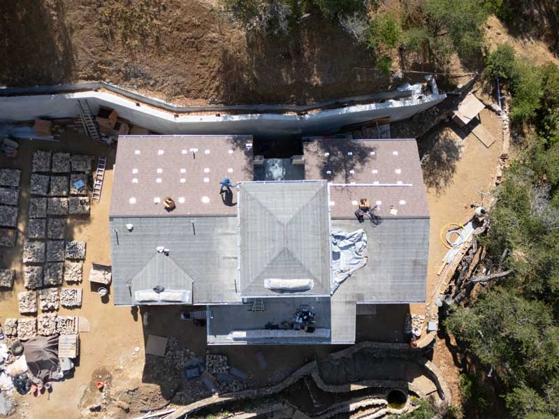 drone shot of the roof location for the solar pv panels