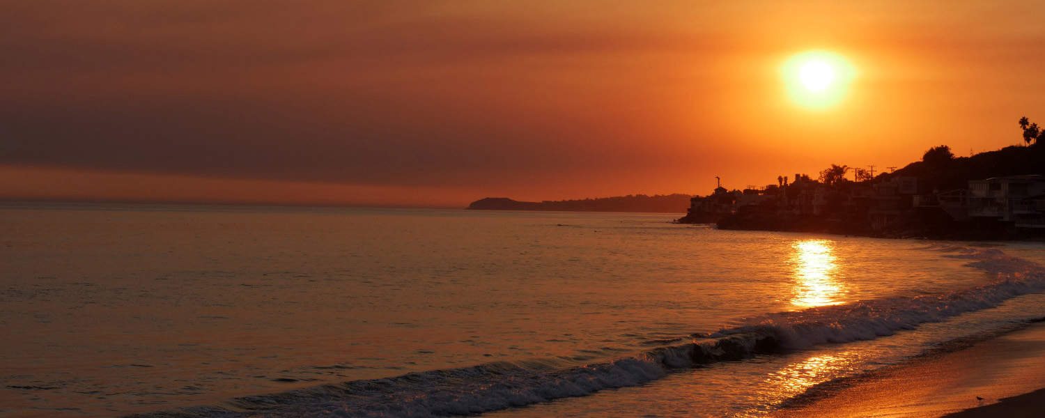 Orange sunset over the Malibu coastline